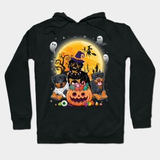 Rottweiler Dog Mummy Witch Moon Ghosts Happy Halloween Thanksgiving Merry Christmas Day Hoodie